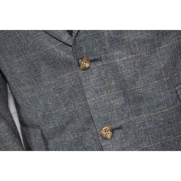 Jos A Bank Blazer Sportscoat Mens Size 42 Short 2Btn Silk Wool Linen Blue - Picture 4 of 12